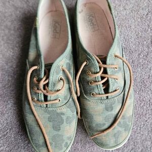 Keds Olive Camouflage Sneakers with Tan Laces